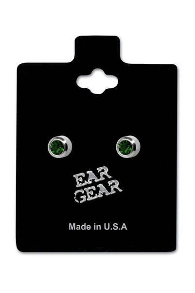 EAR GEAR أقراط صغيرة من الزمرد مرصعة بحجر زمرد، مصنوعة من الفولاذ الجراحي الم...