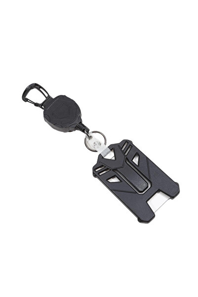 Choice4 مشبك وخطاف، قطعة أو قطعتان، حامل بطاقة هوية قابل للسحب، أسود اللون، م...