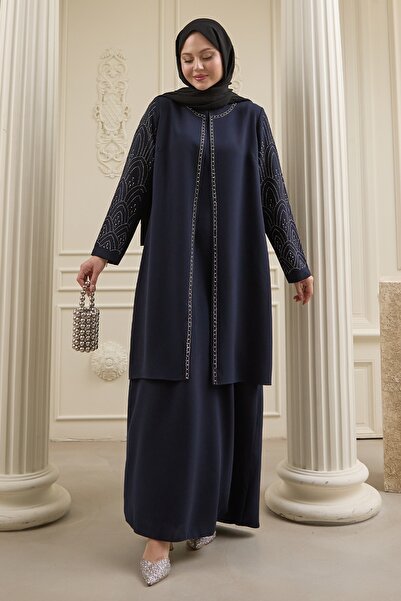 InStyle Detaliu capac brodat Ferace bleumarin