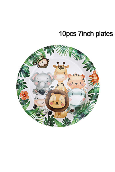 choice2 10pcs 7inch plates Jungle Safari Birthday Party Decorarion Animal Pal...