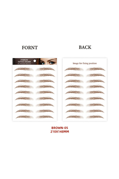 Choice12 ملصق تاتو الحواجب البني رقم 05، ذو أساس مائي، يشبه الشعر، مقاوم للما...