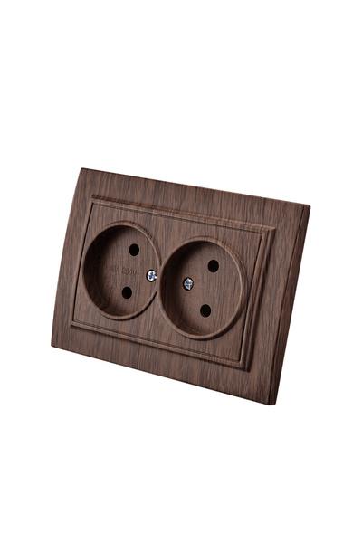 Choice مقبس كهربائي أوروبي ثنائي غير مؤرض، مصنوع من الخشب، غير مؤرض، مثبت على...