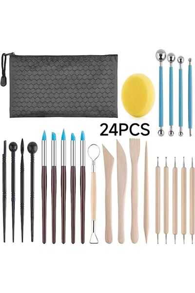 Choice4 مجموعة أدوات نحت طين الفخار 24 قطعة - ب 5-61 قطعة، مع حقيبة حمل.