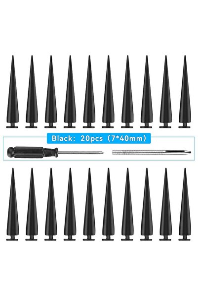 Choice14 مسامير برشام سوداء مقاس 7x40 مم، 20 قطعة أو 60 قطعة، بتصميم بانك، مع...