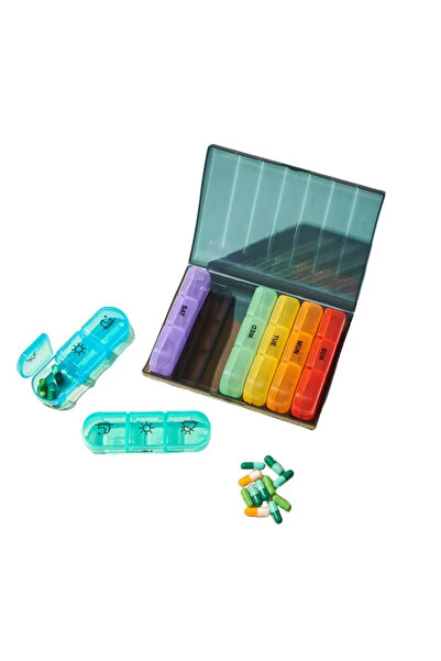 Choice D04-Colors 1Pc علبة أدوية محمولة بـ 21 حجرة، ملونة بألوان قوس قزح، صند...
