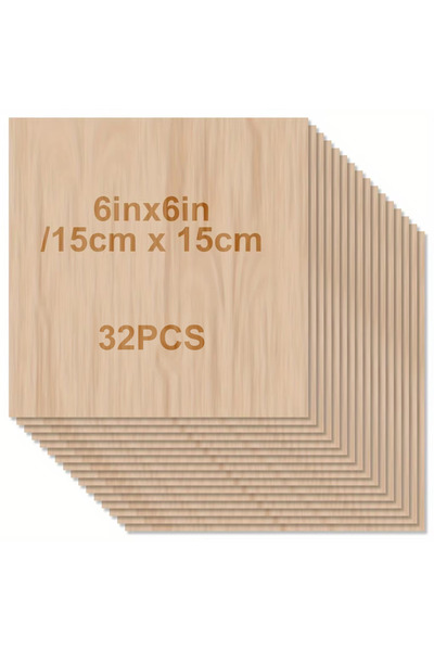 Choice3 15-15 سم، 2 مم، 32 قطعة، 48/32/16/8/4 قطع من الخشب غير المصقول، 6 × 6...