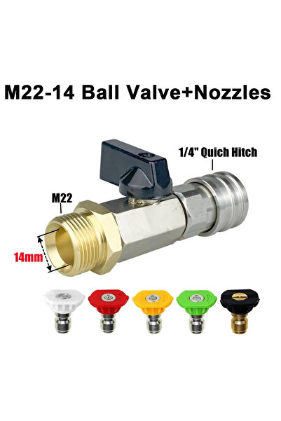 choice2 B M22-14/15MM Adapter with Ball Valve & 1/4" Quick Connect - On/Off S...