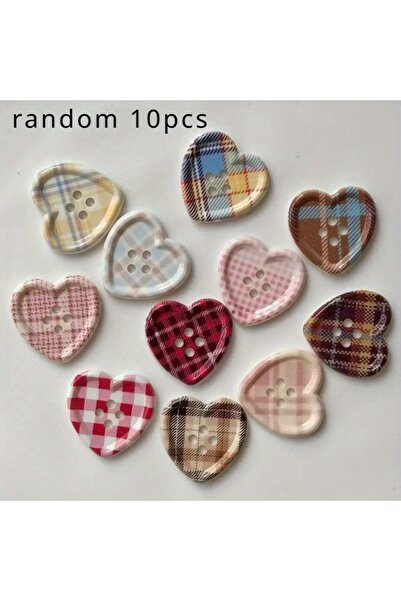 choice2 10pcs random 10/20/30pcs Cute Plaid Heart Shaped Button Coat Cardigan...