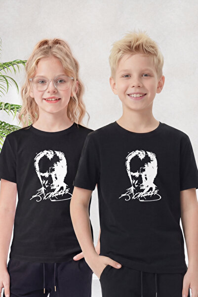 FYK KİDS Tricou unisex pentru copii cu mânecă scurtă, cu tematică Atatürk, im...