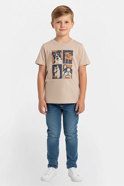 The Children's Place Kids Boy Short Sleeve Graphic Print T-Shirt, Tan