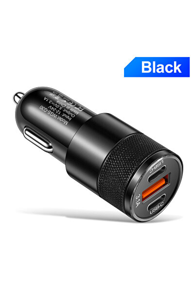 choice2 G30 Black 3.1A PD Car Charger USB Type C Fast Charging Car Phone Char...