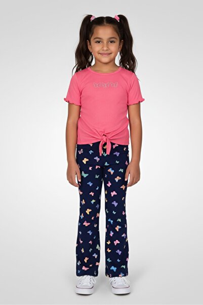 Freestyle Kids Girl 2 Pcs Embroidered Short Sleeve Top And Pants, Multicolor