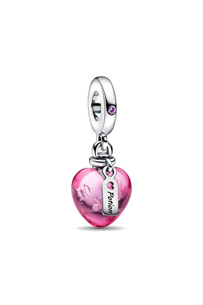 Choice33 B3759 NEW 925 Silver European Pink Cake Bag Flower Heart Dress Penda...