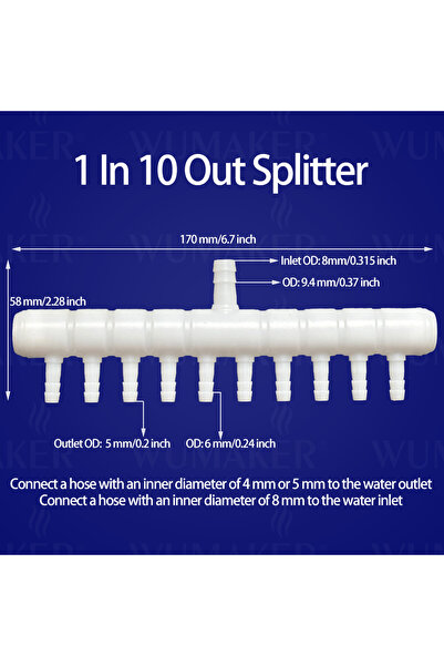 Choice6 قطعتان من خرطوم بلاستيكي مرن، مدخل واحد وعشرة مخارج، لتوزيع المياه، م...