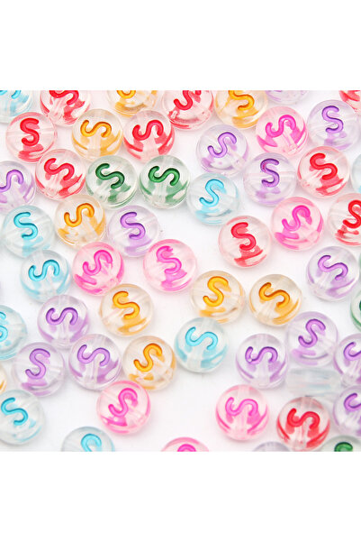 Choice22 100pcs S 100Pcs 7mm Transparent Colorful A-Z letter Acrylic Beads Ro...