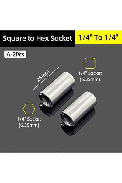 Choice5 محول من قطعتين A-2، مقاس 1/4 بوصة، 3/8 بوصة، 1/2 بوصة، من محرك مربع إ...