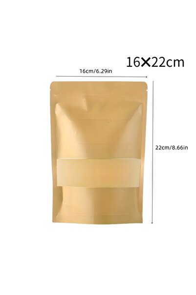Choice14 50pcs 16x22cm Kraft Paper Window Bag Stand Up Resealable Self Sealin...