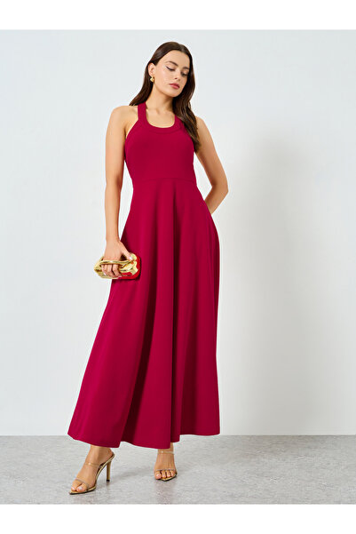Take Two By Styli Red Halter Neck Sleeveless A-Line Maxi Dress