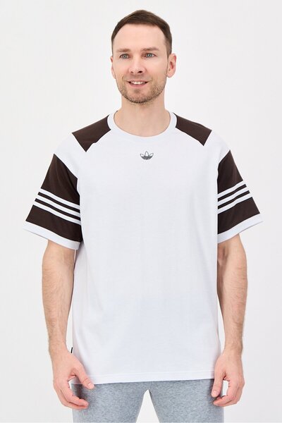 adidas تي شيرت رجالي رياضي بأكمام قصيرة مناسب للخارج، أبيض