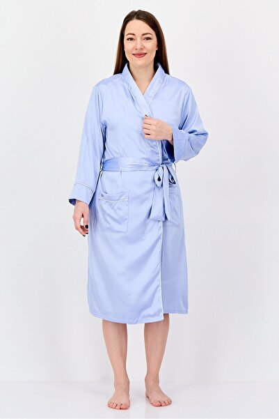 Nine West Women Plain Satin Nightwear Robe, Lavender
