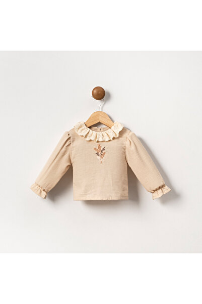 Coolimino Baby Girl Beige Embroidered Shirt
