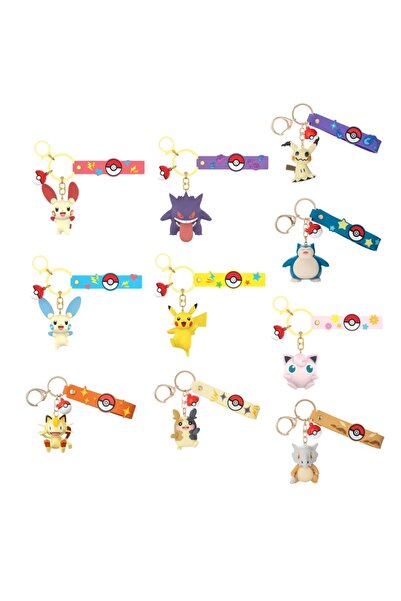 Choice8 ١٠ قطع من شخصيات بوكيمون أنمي: سنورلاكس، ميميكيو، كيوبون، سلسلة مفاتي...