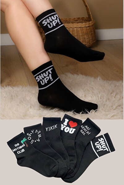 İbrahim Berk 6 Pairs of Cotton Black College Socks – Unisex Women's and Men's...