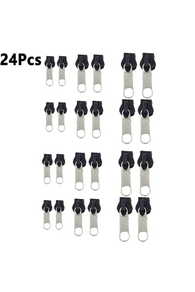 choice2 فضي، 24 قطعة، 24/12/6 قطع، طقم إصلاح سحاب فوري جديد، طقم إصلاح سحاب ف...