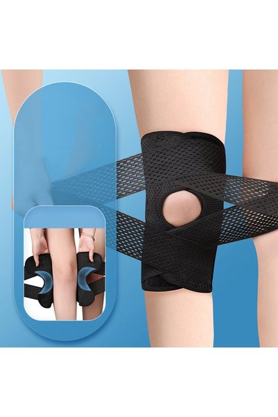 OEM Orteză elastică pentru genunchi pentru activități sportive, material respirabil , cu arcuri metalice, XL, negru