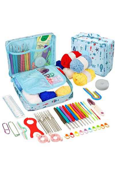 choice2 طقم تطريز فيش بلو للمبتدئين، يتضمن مجموعة إبر تطريز مع خيوط تطريز، طق...