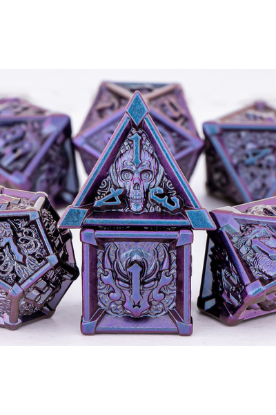 Choice4 AF05 DnD Skull&Dragon Metal Dice Set, Metal Sharp Edge Dice for Dunge...