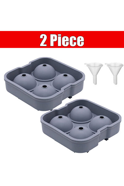 Choice4 2pcs Blue-4 Holes Large Sphere Ice Cube Molds 4/8 Grid Whiskey Ice Mo...