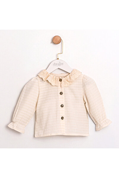 Cumino KIZ BEBEK GÖMLEK DANTEL YAKALI BEJ