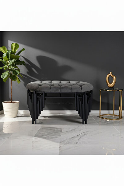 Hediselim PİYANO MODEL MAT SİYAH PUF AYAKKABILIK BENCH