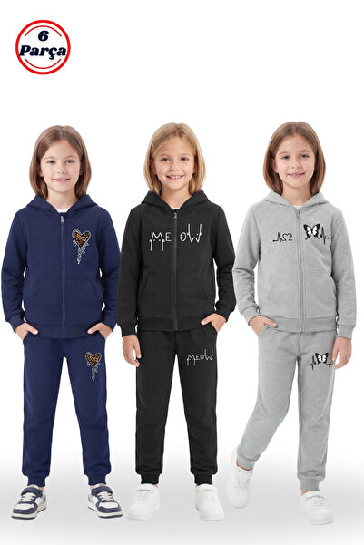 FYK COLLECTİON Set trening pentru fete cu fermoar, 3 piese - 6 piese