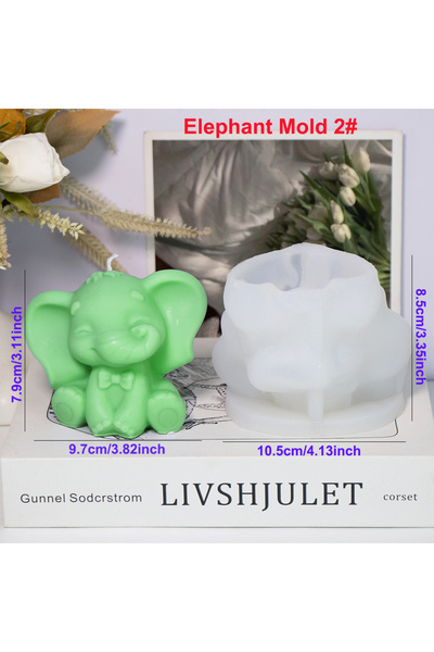Choice5 قالب فيل ثلاثي الأبعاد من السيليكون لصنع الشموع، قطعة واحدة، قالب فيل...