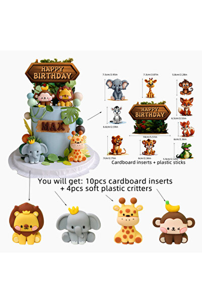 Choice28 Package C Jungle Animals Cake Toppers Safari Kids 1st Birthday Party...
