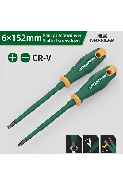 Choice4 طقم مفكات كهربائية معزولة من جرينيري، قطعتان، مقاس 6 × 125 مم، مفك بر...