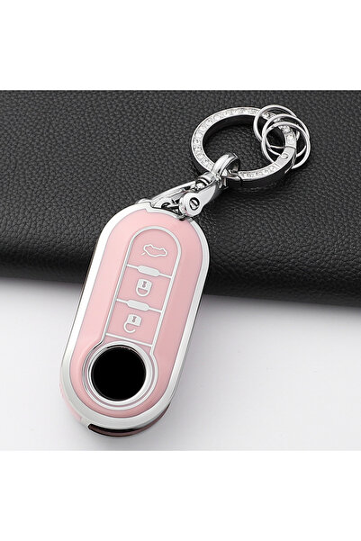 Choice10 غطاء مفتاح سيارة قابل للطي من مادة TPU باللون الوردي الفاتح، متوافق ...