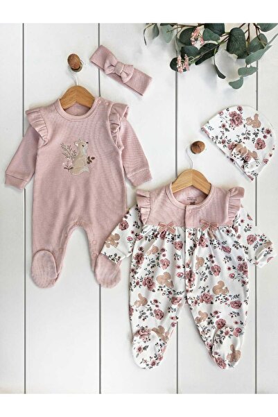 Panfilia 100% Cotton Baby Girl Long Sleeve Seasonal Two-Piece Jumpsuit