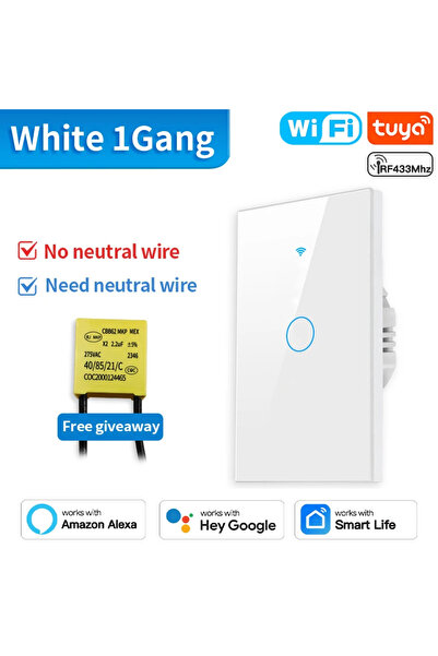 choice2 مفتاح إضاءة ذكي TNCE واي فاي أبيض أحادي القناة TNCE Tuya واي فاي/زيجب...