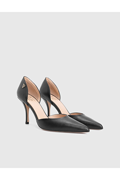İLVİ Melina Genuine Leather Black Women's Heeled Shoes