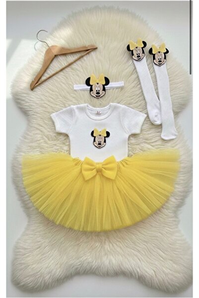 kokosh _ kidss burcu sapmaz طقم تنورة توتو صفراء بأكمام قصيرة للفتيات