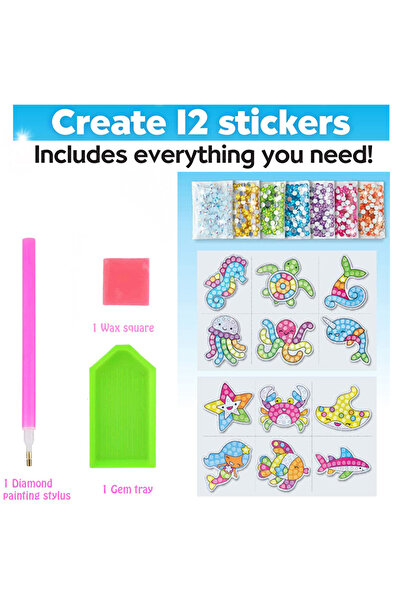 Choice6 مجموعة ملصقات الرسم الماسي الكبيرة المكونة من 12 قطعة من حيوانات البح...