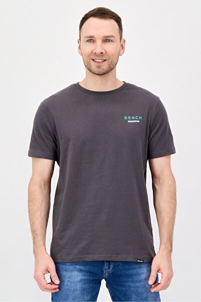 BENCH Men Crew Neck Short Sleeve Graphic Print T-Shirt, Grey