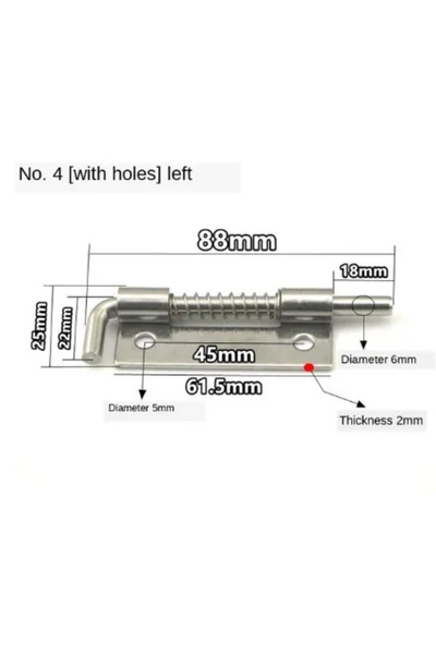 Choice7 4-hole-L Stainless steel Spring Loaded Metal Security Barrel Bolt Lat...