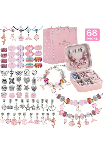 choice2 مجموعة صنع الأساور من الخرز الوردي، 68 قطعة، هدية مثالية لصنع الأساور...