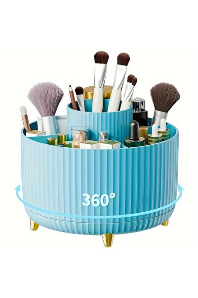 Choice4 صندوق تخزين مستحضرات تجميل دوار 360 درجة باللون الأزرق - صندوق تخزين ...