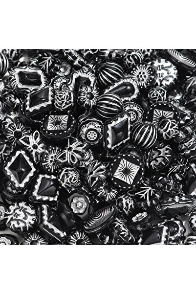 Choice3 30 غرام (نمط عشوائي) أسود 2 30 غرام/مجموعة خرز فاصل أكريليك هندسي كلا...