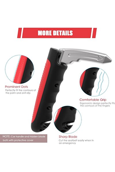 Choice3 مقبض باب سيارة أحمر اللون، قطعة واحدة، متعدد الوظائف 2 في 1، مقابض دع...